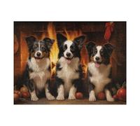 Rompecabezas para Adultos 1000pcs(52x38cm) Three Border Collies Christmas Rompecabezas para Adultos Juego Práctico Difícil Difícil Cumpleaños Y Navidad 1000pcs(52x38cm)