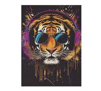 Rompecabezas para Adultos 1000pcs(52x38cm) Tiger Headphones Sunglasses Art Print-2 Rompecabezas para Adultos Juego Familiar Mejora La Memoria Interacción Entre Padres E Hijos 1000pcs(52x38cm)