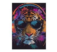 Rompecabezas para Adultos 1000pcs(52x38cm) Trendy Tiger Headphones Art Print Rompecabezas Juegos Relajantes Difícil Difícil Desafiante De Completar 1000pcs(52x38cm)