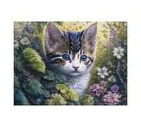 Rompecabezas para Adultos 1000pcs(52x38cm) Whiskered Whiskers Cute Kitten in Flowers Rompecabezas para Adultos Juguetes Antiestrés Desafío Educativo De Corte De Precisión 1000pcs(52x38cm)