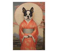 Rompecabezas para Adultos 1000pcs(75x50cm) Boston Terrier Geisha Rompecabezas para Adultos Juego Familiar Corte De Precisión Cumpleaños Y Navidad 1000pcs(75x50cm)
