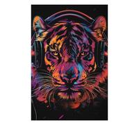 Rompecabezas para Adultos 1000pcs(75x50cm) Colorful Tiger Headphones Art Rompecabezas para Adultos Juego Familiar Difícil Cumpleaños 1000pcs(75x50cm)