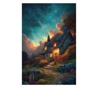 Rompecabezas para Adultos 1000pcs(75x50cm) Cozy Cottage Under Starry Sky Rompecabezas Juego De Ingenio Regalos para Mujeres Cumpleaños Y Navidad 1000pcs(75x50cm)