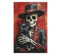 Rompecabezas para Adultos 1000pcs(75x50cm) Day of The Dead Skeleton Cat Art Print Rompecabezas para Adultos Juguetes Antiestrés Regalo De Cumpleaños Desafiante De Completar 1000pcs(75x50cm)