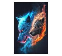 Rompecabezas para Adultos 1000pcs(75x50cm) Flame and Ice Wolf Art Print Rompecabezas para Adultos Juego Familiar Mejora La Memoria Interacción Entre Padres E Hijos 1000pcs(75x50cm)