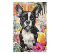 Rompecabezas para Adultos 1000pcs(75x50cm) French Bulldog Tropical Cocktail Art Print Rompecabezas para Adultos Juguetes DIY Decoración De Pared Cumpleaños Y Navidad 1000pcs(75x50cm)