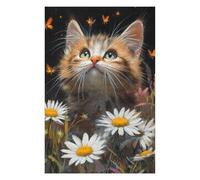 Rompecabezas para Adultos 1000pcs(75x50cm) Kitten with Flowers and Butterflies Rompecabezas para Adolescentes Juguetes Antiestrés Desafío Difícil Regalo De Cumpleaños, Regalos, 1000pcs(75x50cm)