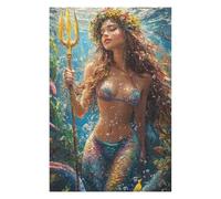 Rompecabezas para Adultos 1000pcs(75x50cm) Mermaid with Trident Underwater Rompecabezas para Adultos Juego De Ingenio Corte De Precisión Actividades Divertidas En Casa 1000pcs(75x50cm)