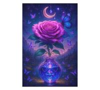 Rompecabezas para Adultos 1000pcs(75x50cm) Purple Rose in Crystal Vase with Butterflies Rompecabezas para Adultos Juegos Relajantes Alivia El Estrés Desafiante De Completar 1000pcs(75x50cm)