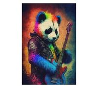 Rompecabezas para Adultos 1000pcs(75x50cm) Rainbow Rockstar Panda Guitar Art Print Rompecabezas para Adultos Juego Familiar Mejora La Memoria Interacción Entre Padres E Hijos 1000pcs(75x50cm)