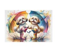 Rompecabezas para Adultos 1000pcs(75x50cm) Rainy Day Puppies in Boots Rompecabezas para Adultos Juegos Relajantes Alivia El Estrés Desafiante De Completar 1000pcs(75x50cm)