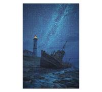 Rompecabezas para Adultos 1000pcs(75x50cm) Shipwrecked Lighthouse Under Starry Sky Rompecabezas para Adultos Juego De Ingenio Regalo De Cumpleaños Desafío Educativo 1000pcs(75x50cm)