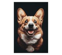 Rompecabezas para Adultos 1000pcs(75x50cm) Smiling Corgi Portrait on Black Background Rompecabezas para Adultos Juguetes Antiestrés Desafío Educativo De Corte De Precisión 1000pcs(75x50cm)