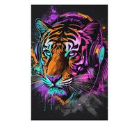 Rompecabezas para Adultos 1000pcs(75x50cm) Vibrant Tiger Headphones Art Print -3 Rompecabezas para Adultos Juego Familiar Difícil Cumpleaños 1000pcs(75x50cm)