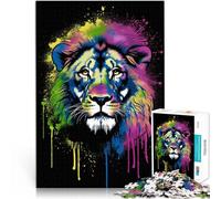 Rompecabezas para adultos 2000 piezas Art Neon Lion Family Fun Jigsaws Desafío de inteligencia cerebral Juguetes adictivos 27.56 pulgadas x 39.37 pulgadas para adolescentes 14+
