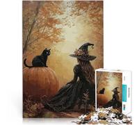 Rompecabezas para Adultos 2000 Piezas Bruja y Gato Negro Juego desafiante y Juego Familiar Interacción Entre Padres e Hijos 70x100cm