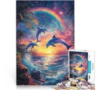 Rompecabezas para Adultos 2000 Piezas Delfines Saltando al Atardecer arcoíris Análisis y lógica Regalos de Amigo Secreto 70x100cm