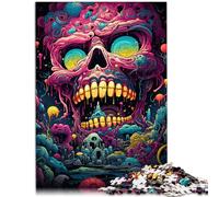 Rompecabezas para adultos, 2000 piezas, diseño de calavera colorida extraña, lista de deseos de Navidad con Papá Noel, 27.56 x 39.37 pulgadas, para adolescentes de 14 años en adelante