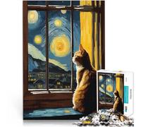 Rompecabezas para Adultos 2000 Piezas Gato de la Noche Estrellada Juguetes de Juego para Regalo Familiar Ideas de Regalos 70x100cm