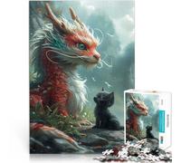 Rompecabezas para Adultos 2000 Piezas Gato dragón Gatito de fantasía Juego Educativo Familiar Toda la Familia. 70x100cm