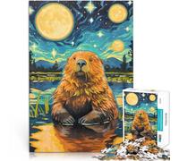 Rompecabezas para Adultos 2000 Piezas Lindo Castor en la Noche Estrellada Juego desafiante Regalos para Amigos y Familiares 70x100cm