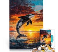 Rompecabezas para Adultos 2000 Piezas Orca al Atardecer Entrena tu Cerebro y Tus Manos con Piezas de Formas aleatorias Que se entrelazan Completamente 70x100cm