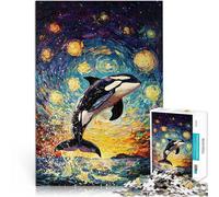 Rompecabezas para Adultos 2000 Piezas Orca bajo el Cielo Estrellado Difícil Difícil con Piezas de Formas aleatorias Que se entrelazan Completamente 70x100cm