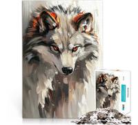 Rompecabezas para Adultos 2000 Piezas Pintura Abstracta de Retrato de Lobo Juego de Preguntas Decoración artística del hogar 70x100cm