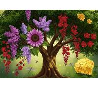 Rompecabezas para Adultos 2000 Piezas, Puzzle 2000 Piezas Adultos Árbol de Flores, 100x70cm Puzzles Desafiante Libélula con Letras en la Parte Posterior sin Polvo, Relax Regalo para Mujeres y Hombres