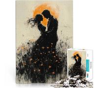 Rompecabezas para Adultos 2000 Piezas Silueta romántica con Brillo Dorado y Flores Silvestres Juegos Juguetes Regalo Ideas de Regalos 70x100cm