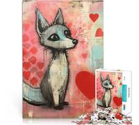 Rompecabezas para Adultos 2000 Piezas Zorro Gris de San Valentín Enamorado Montaje de Patrones con póster a Juego y Hoja de Trivia 70x100cm