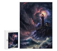 Rompecabezas para Adultos 300 PCS A Lighthouse in A Storm V4 Rompecabezas para Adultos Juegos Relajantes Difícil Regalos para Amigos Y Familiares 300 PCS