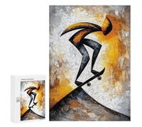 Rompecabezas para Adultos 300 PCS Abstract Cubist Skateboarder in Action on The Ramp Art Rompecabezas para Adultos Juegos Divertidos Decoración Desafiante De Completar 300 PCS