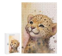 Rompecabezas para Adultos 300 PCS Adorable Cheetah Cub Portrait Rompecabezas para Adultos Juegos Relajantes Mejora La Memoria Cumpleaños Y Navidad 300 PCS