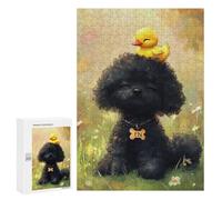Rompecabezas para Adultos 300 PCS Adorable Poodle with Yellow Duck Rompecabezas para Adultos Alivia El Estrés Desafíos para Completar Rompecabezas Juegos Familiares 300 PCS