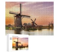 Rompecabezas para Adultos 300 PCS Amsterdam Zaanse Schans Rompecabezas para Adultos Juguetes Antiestrés Mejora La Memoria Regalo De Cumpleaños, Regalos, 300 PCS
