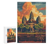 Rompecabezas para Adultos 300 PCS Angkor Wat Temple Sunset Rompecabezas para Adultos Juego Práctico Mejora La Memoria Regalos para Amigos Y Familiares 300 PCS