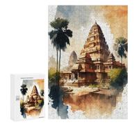 Rompecabezas para Adultos 300 PCS Angkor Wat Watercolor Rompecabezas para Adolescentes Juego De Ingenio Análisis Y Lógica 300 PCS