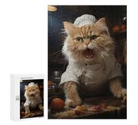 Rompecabezas para Adultos 300 PCS Angry Chef Cat Cooking Rompecabezas para Adultos Juegos Relajantes Regalo De Cumpleaños Gran Regalo para Jugar 300 PCS