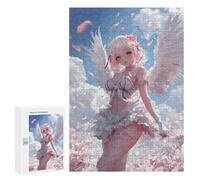 Rompecabezas para Adultos 300 PCS Anime Angel Girl in Bloom Heaven Wings Juego De Rompecabezas para Ejercitar La Mente Corte De Precisión Interacción Entre Padres E Hijos 300 PCS