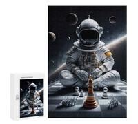 Rompecabezas para Adultos 300 PCS Astronaut in Space Playing Chess Rompecabezas para Adultos Juegos Relajantes Mejora La Memoria Cumpleaños Y Navidad 300 PCS