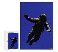 Rompecabezas para Adultos 300 PCS Astronaut Silhouette - Space Explorer on Blue Rompecabezas Juegos Relajantes Análisis Y Lógica Cumpleaños Y Navidad 300 PCS