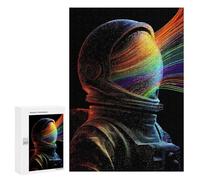 Rompecabezas para Adultos 300 PCS Astronaut with Rainbow Streams Rompecabezas para Adultos Juegos Familiares Pero Divertidos Y Humorísticos Difíciles Y Desafiantes 300 PCS