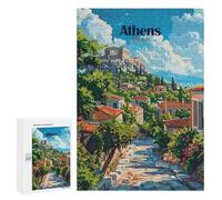 Rompecabezas para Adultos 300 PCS Athens Greece Travel Rompecabezas para Adultos Juegos Divertidos Decoración Desafiante De Completar 300 PCS