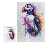 Rompecabezas para Adultos 300 PCS Atlantic Puffin Watercolor Rompecabezas para Adultos Juegos Relajantes Decoración De Pared Regalos para Amigos Y Familiares 300 PCS