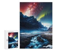 Rompecabezas para Adultos 300 PCS Aurora Over The Stream Rompecabezas para Adultos Juego Familiar Regalos para Mujeres Regalo De Cumpleaños, Regalos, 300 PCS