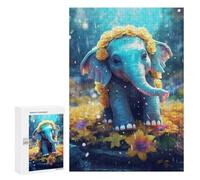 Rompecabezas para Adultos 300 PCS Baby Elephant with Flowers Rompecabezas para Adultos Juegos Familiares Corte De Precisión Cumpleaños Y Navidad 300 PCS