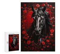Rompecabezas para Adultos 300 PCS Black Beauty in Red Roses Rompecabezas para Adolescentes Juego De Ingenio Análisis Y Lógica 300 PCS