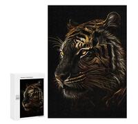 Rompecabezas para Adultos 300 PCS Black Gold Tiger Rompecabezas para Adultos Juegos Relajantes Mejora La Memoria Cumpleaños Y Navidad 300 PCS