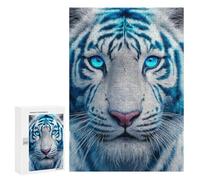 Rompecabezas para Adultos 300 PCS Blue-Eyed White Tiger-2 Rompecabezas para Adultos Desafío Difícil Lista De Deseos con Papá Noel Regalos Y Cumpleaños Únicos 300 PCS